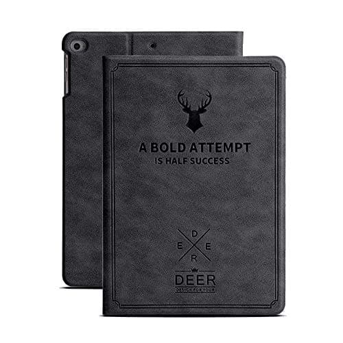 Robustrion Smart Premium Stand Case Cover for iPad 9.7 inch(24.6cm) 2018/2017/Air 2/Air 5th 6th Generation Model A1822 A1823 A1893 A1954 - Deer Black