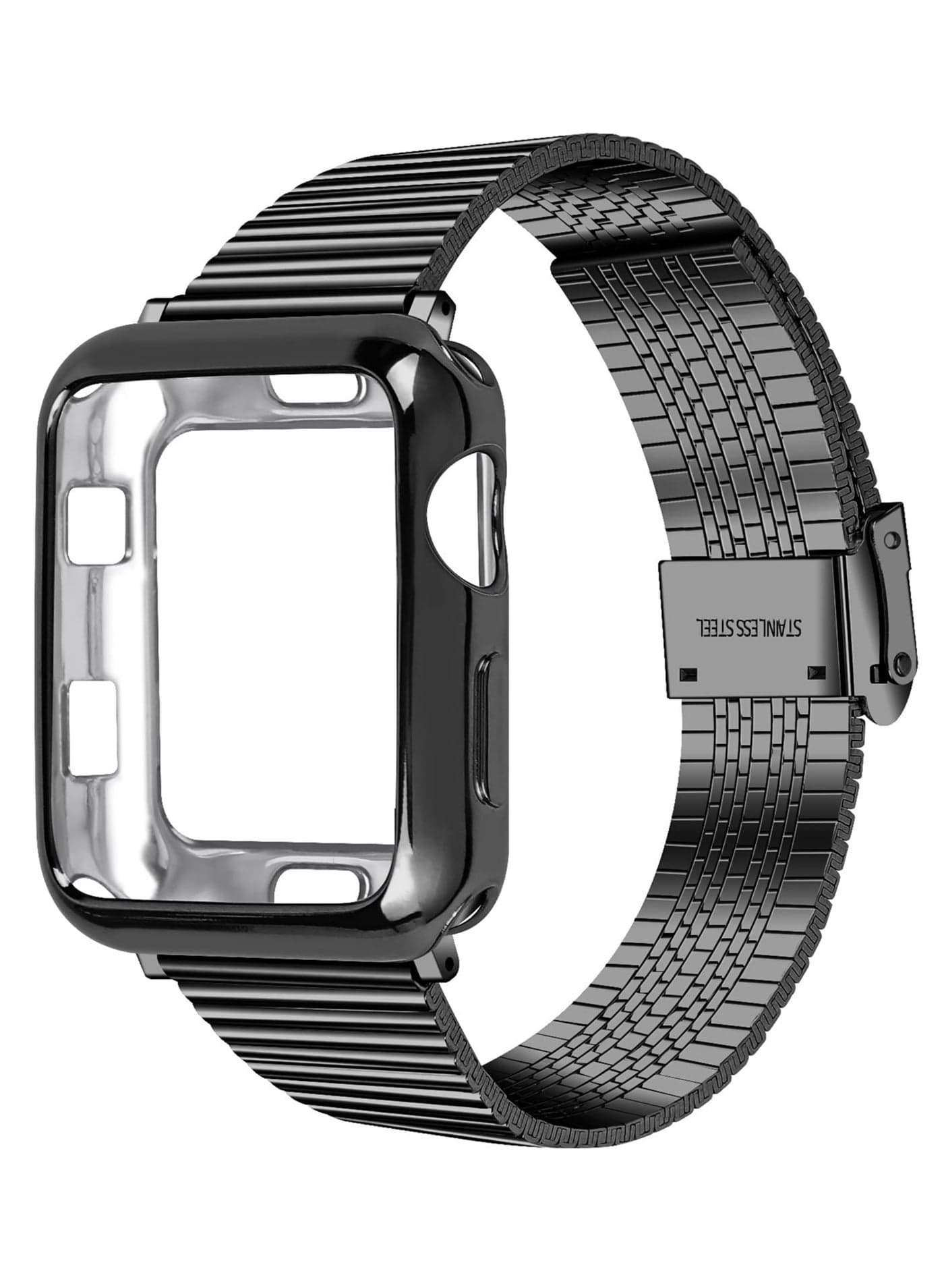 Metal Band Stainless Steel Compatible for Apple Watch Bands 42/44mm with Case Sport Adjustable Watch Bands Suitable for IWatch Series SE 6 / 5/4 / 3/2/1 for Women Men