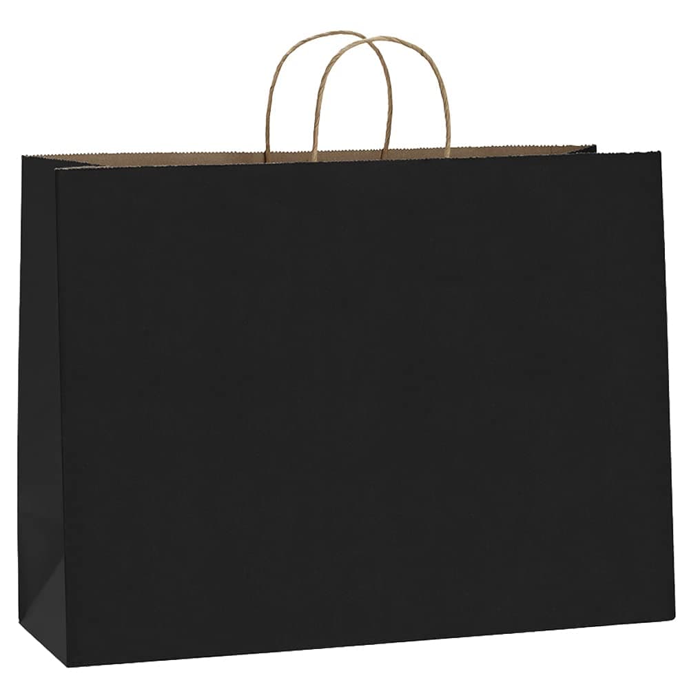 BagDream 16x6x12 Inches 50Pcs Black Kraft Paper Bags with Handles Bulk Large Gift Bags for Shopping Grocery Retai Merchandise Party Favor Gifts Recyclable Paper Sacks