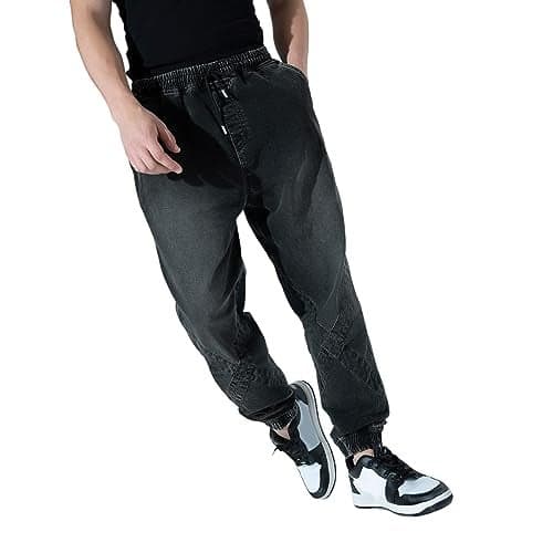 Hubberholme Men's Loose Fit Jogger Jeans (Grey, 30)
