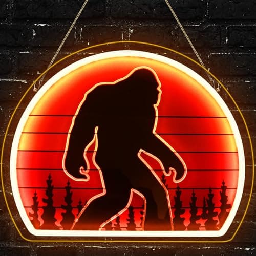 ReyeeInc Bigfoot Neon Sign, Bright USB Powered Sasquatch Neon Lights Sign and Unique UV Printed Funny Big Foot Sasquatch Gifts for Men Cave Women Adults Kids Bigfoot Lovers Wall Art Decor