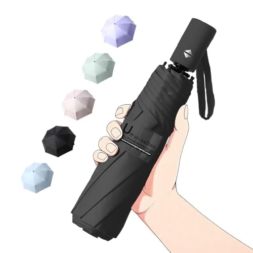 BAODINI Small UV Protection Travel Umbrella Compact for Rain and Sun UPF 50 Windproof Portable 42 inch Umbrella for Women and Men
