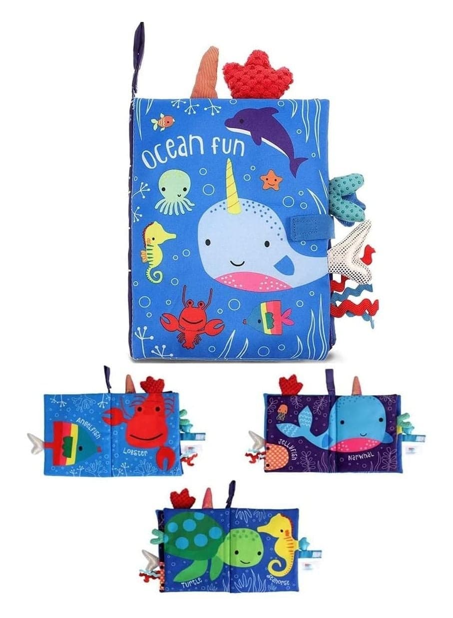 Baby Early Education Cloth Book, Soft Baby Cloth Book with 3D Animal Tail Quiet Book for Toddlers Safe Non-toxic Early Education Baby First Book 0-3 Years Old Toddler Gift