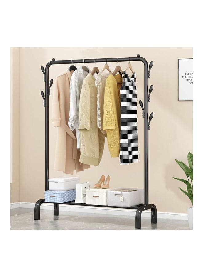 Standing Clothes and Shoe Rack With Tree Shaped Holding Hooks Black 125x43x154cm