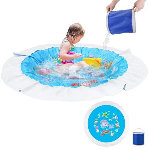 Giveuplay 72 X 72 Feet Baby Beach PoolKiddie Pool and Beach Blanket2 in 1 Toddler Paddling PoolBeach Toys for Infant Kids Boys and Girls with Portable Water Bag 9L