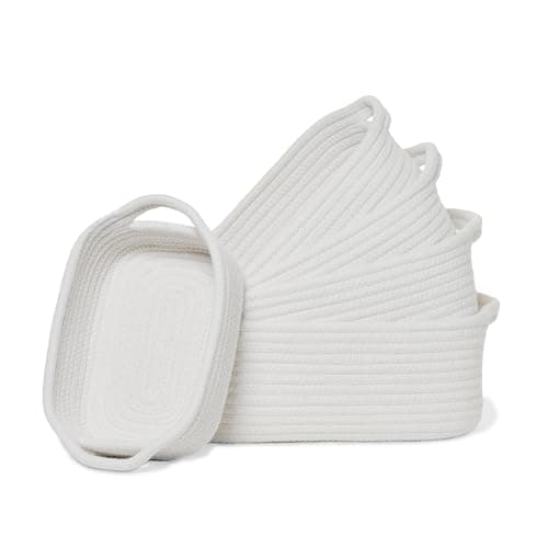 Storage Basket Set 5Piece Baskets for Organizing Home Shelves Nursery Bathroom Dog Toys Small to Large Decorative Baskets Off White