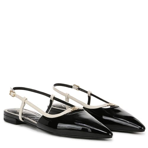 Sam Edelman Women's Cohen Ballet Flat Black Patent/Alpine Ivory 7 Medium