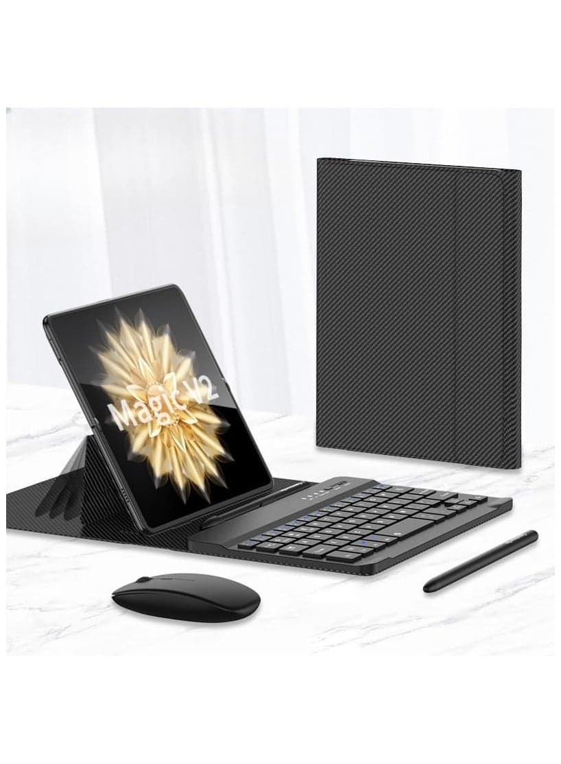 Compatible with Honor Magic V2 Wireless Keyboard Case, with Bluetooth Mouse and Capacitive Pen,Multi-view Bracket,Wireless Keyboard Case for Magic V2