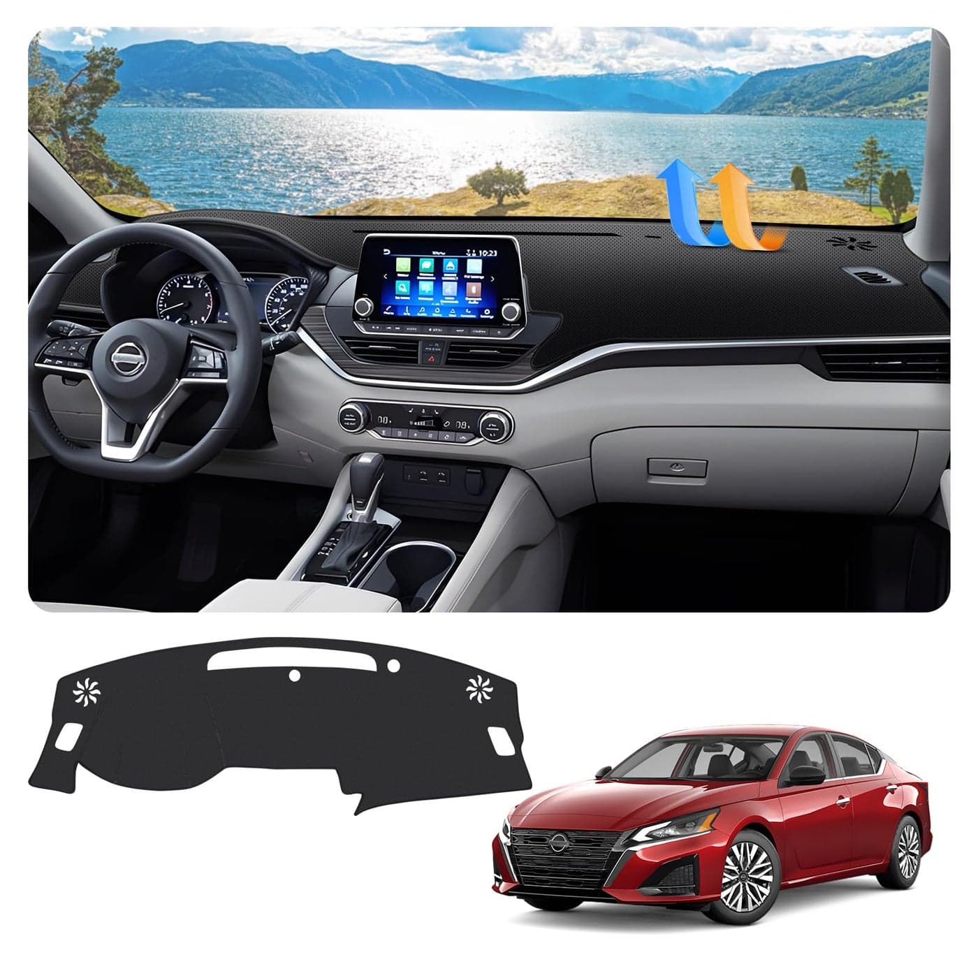 FIILINES Dash Cover for 20192026 Nissan Altima Dashboard Mat Accessories Dash Cover Sunshade Nonslip Mesh Protector No Glare Black