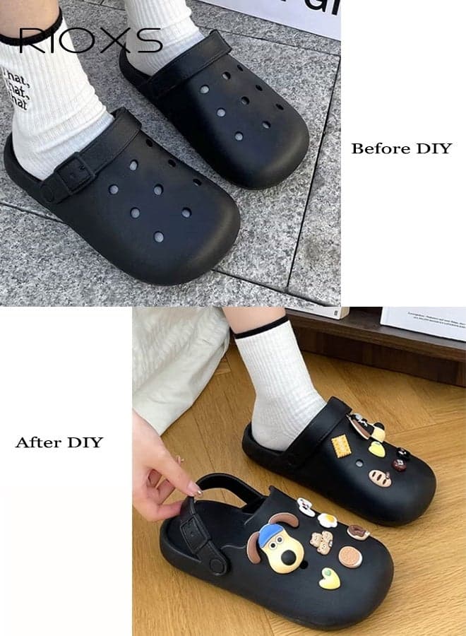 Women's Men's Water Clogs, Unisex Garden Clog Mule Slippers, Cartoon Dog Summer Garden Slippers, Classic DIY Slippers for Men and Women, Comfortable Platform Mules with Ventilation Holes, Anti-slip Ventilated Slip On Sandals, Slide Slippers with Cute Decoration Charms for Girls Boys, Casual Outdoor
