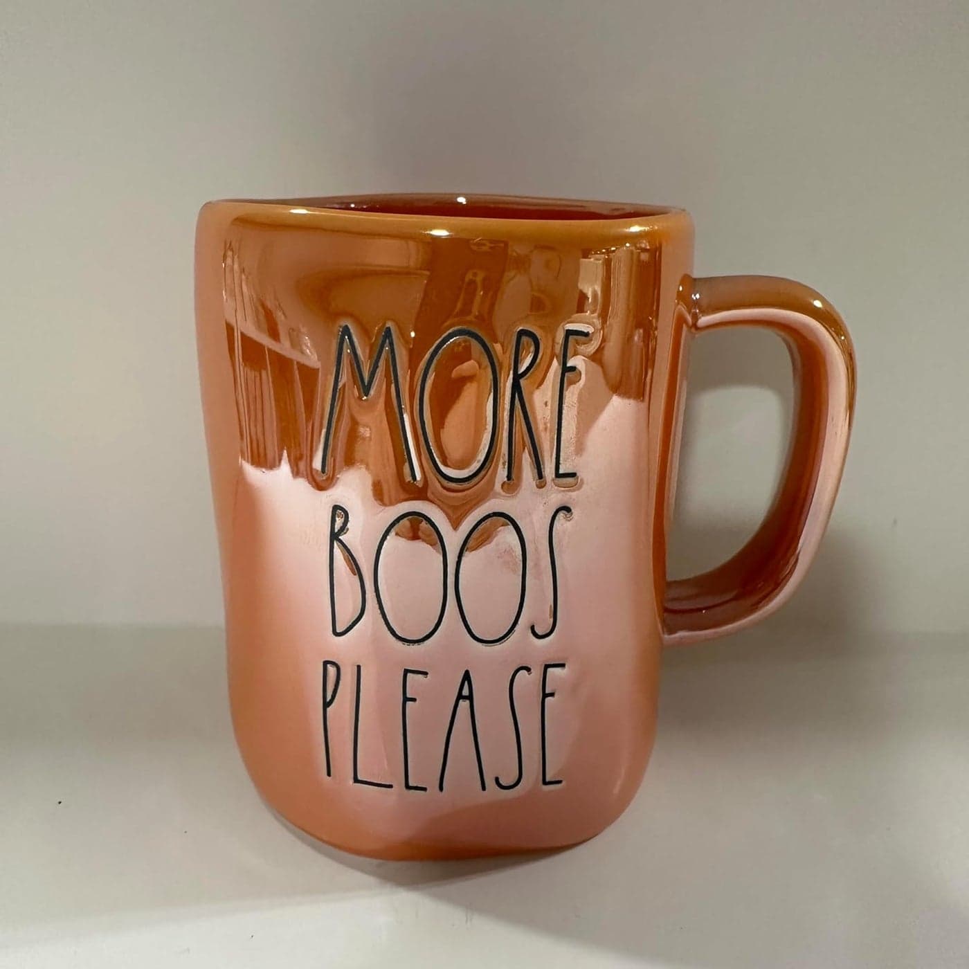 Rae MORE BOOS PLEASE Coffee Mug Allside Orange HALLOWEEN MUG Dunn by Magenta