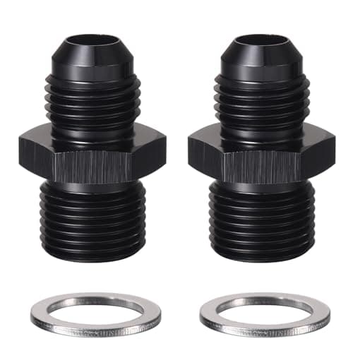 Podavelle 6AN AN6 Male Flare to 5820 Male Carb Carburetor Fuel Inlet Fitting Adapter Aluminum Black Pack of 2