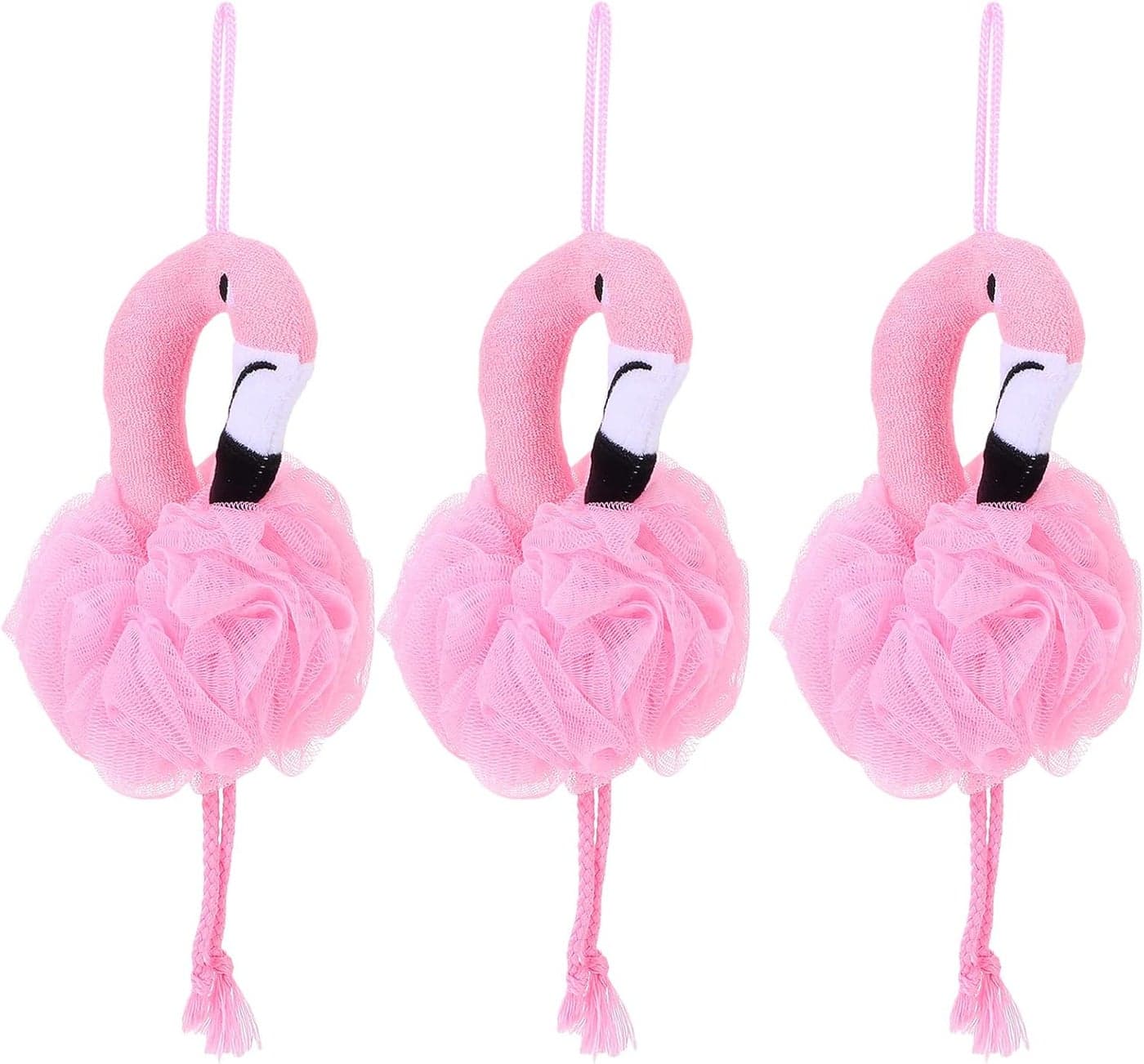 Beaupretty 3PCS Shower Loofah Bath Sponge Mesh Pouf Scrubber Ball Body Washer Kid Flamingo Body Exfoliator Foaming Mesh Nets Skin Clean Exfoliating Scrubber for Bathroom
