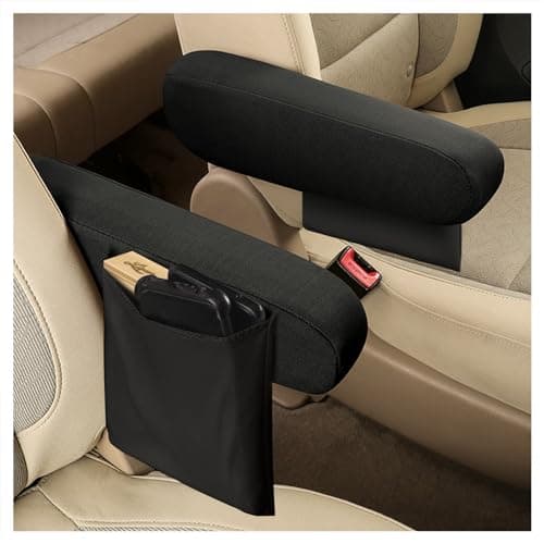 Figpade 2PCS Arm Rest Cover for Car with Side PocketAll Seasons Car Armrest Cover Car Organizer Protects Armrest and Car DecorationsUniversal Car Accessories Interior Armrest Cover for Car Black