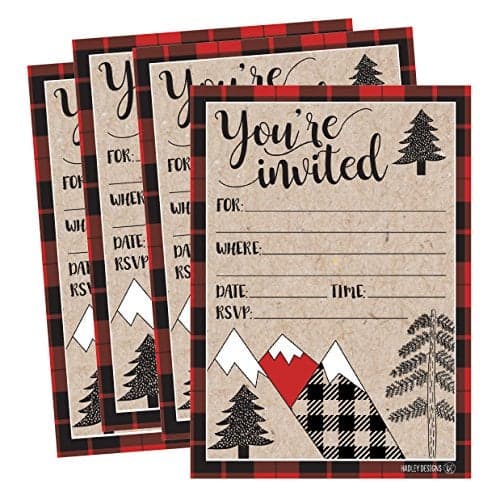 Hadley Designs 25 Christmas Party Invitations – Premium Holiday Invitation Cards for Kids and Adults, Christmas Party Invites for Winter Events, Gatherings & Holiday Open Houses (Lumberjack Plaid)