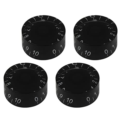 FLEOR 4pcs Black Guitar Knobs 18 Spines Top Hat Volume Tone Speed Control Knob for Electric Guitar Parts