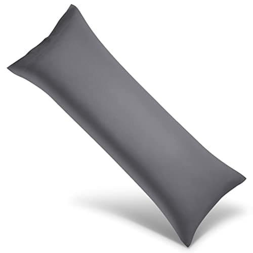 WishSmile Body Cooling Pillowcase Long Pillow Case Breathable Cool Silky Soft Rayon Derived from Bamboo Fabric,Hair and Skin Friendly,Dark Grey,1 Pack,20x54IN