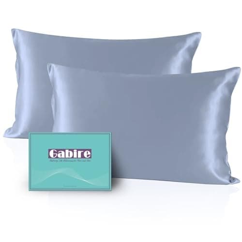 Gabire Mulberry Silk Pillowcases Set of 2 Both Sides Real Silk Pillowcase for Hair and Skin Cool Pillowcase Organic Silk Pillowcase 2 Pack with Hidden Zipper Dusty Blue Standard 2026