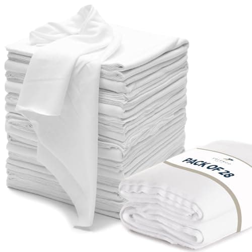 VALENGO New Lint Free Rags – 100% Cotton Cloth, Soft T-Shirt Rags, Lint Free Cloth for Staining Wood, Cast Iron, Dusting, Polishing, Painting and Cleaning – Reusable & Absorbent – 17”x17” (Pack of 28)