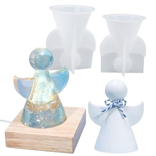 Angel Resin Molds Silicone Epoxy Resin Casting Mould 2 Pack Wing Angel Ornaments Epoxy Mold Handmade Candle Making Wax Molds DIY Christmas Craft Gift Plaster Moulds Home Art Decoration
