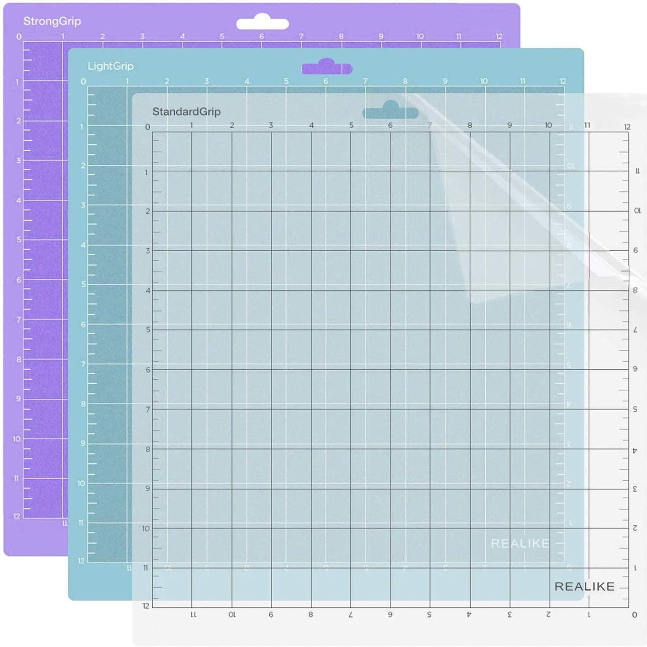 REALIKE Cutting Mat for Silhouettes Cameo12X12 inch Adhesive Sticky in 3Pack Flexible Replacement Vinyl Cutting mat for Craft Sewing