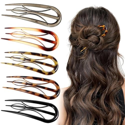 MAYCREATE® 5Pcs French Hair Pin, U Pins for Hair Stylish, Hair Pins for Hair Styling, Juda Pins for Hair Bun, Acrylic Hair Accessories for Women Ladies Gift