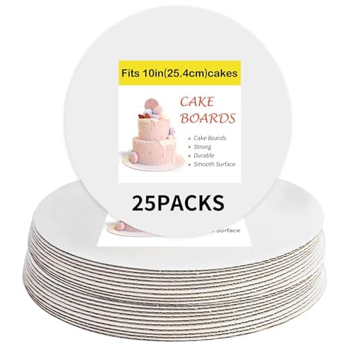 Yeplan 25 Packs White Cake Boards,Cake Boards 10 inch Round,Food-graded Corrugated Cardboard Cake Rounds,Waterproof and Oil-proof Cake Plate for Cake DIY,Dessert and Crafts Display