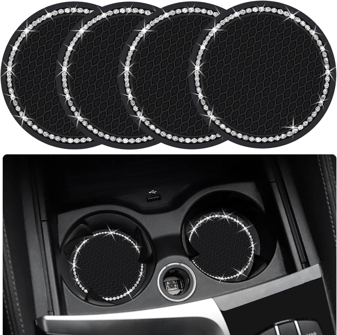 Tyhaui Bling Auto Car Cup Holder Coasters - 4PCS