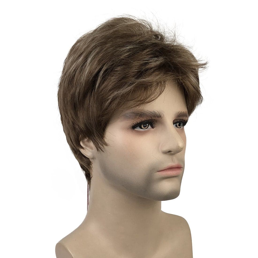 Lydell Men Wig Natural Short Straight Hair Synthetic Full Wigs 12TT26 Light Brown with Highlights