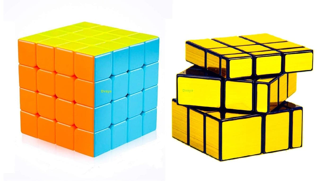 D ETERNAL Speed Cube Combo Set of 4x4 Stickerless and Gold Mirror Stickered Cubes Puzzle Combo (4x4 Cube +Mirror Cube)