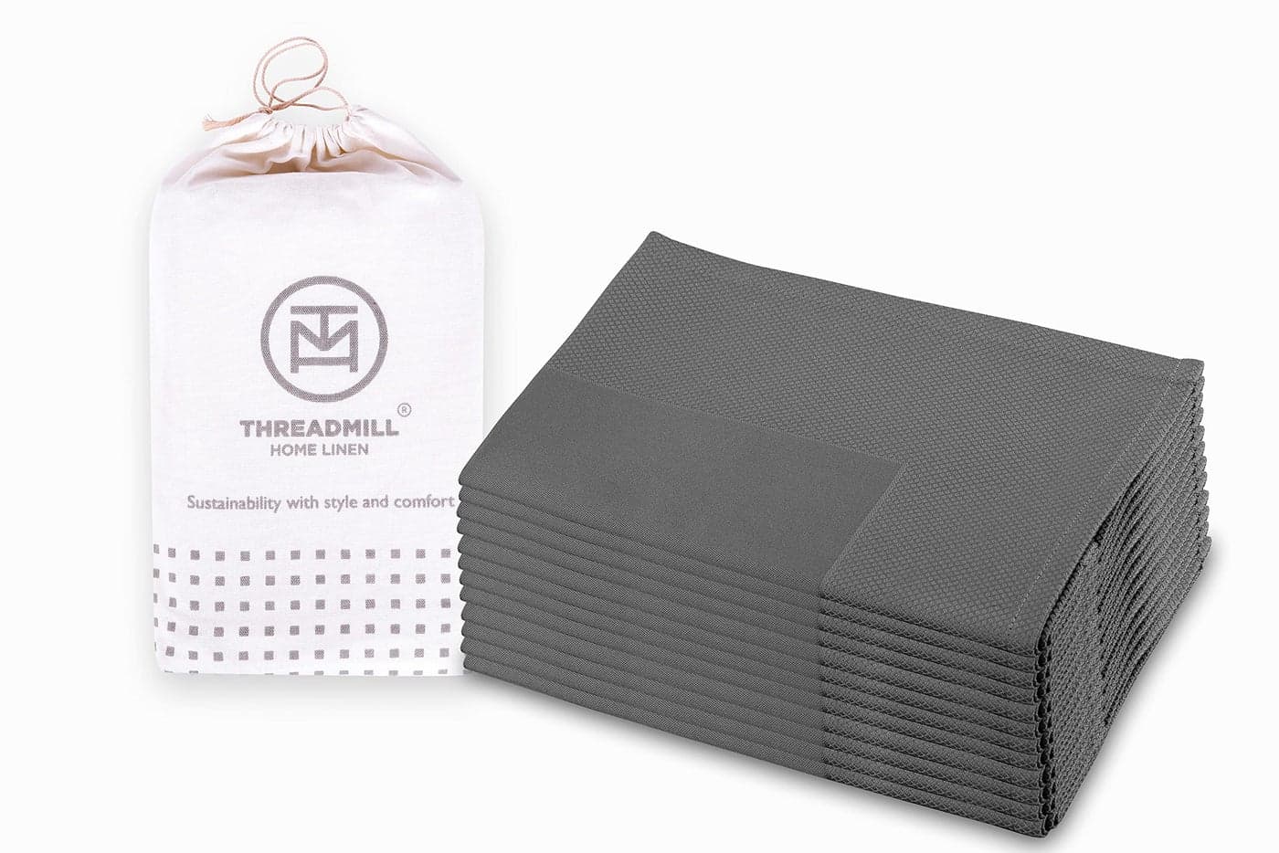 Threadmill Dark Grey Cloth Napkins Set of 12 Cotton Reusable 20 x 20 inch Jacquard Napkins Cloth Washable Dinner Napkins Perfect for Wedding Parties Cocktails Fall Thanksgiving Christmas