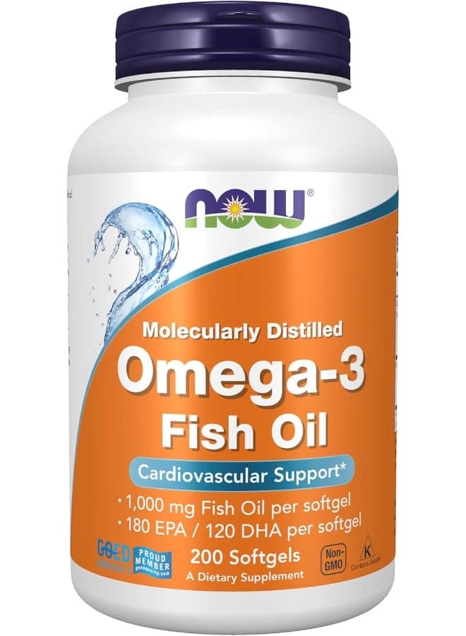 Omega-3 Fish Oil, Molecularly Distilled 200 Softgels