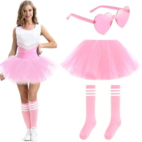 Tutus for Women Adult5 Layered Tulle Neon Tutu Tulle Skirt with Tube Socks Sunglasses for Women Running Party Ballet Dance US Waist 30 Short Light Pink