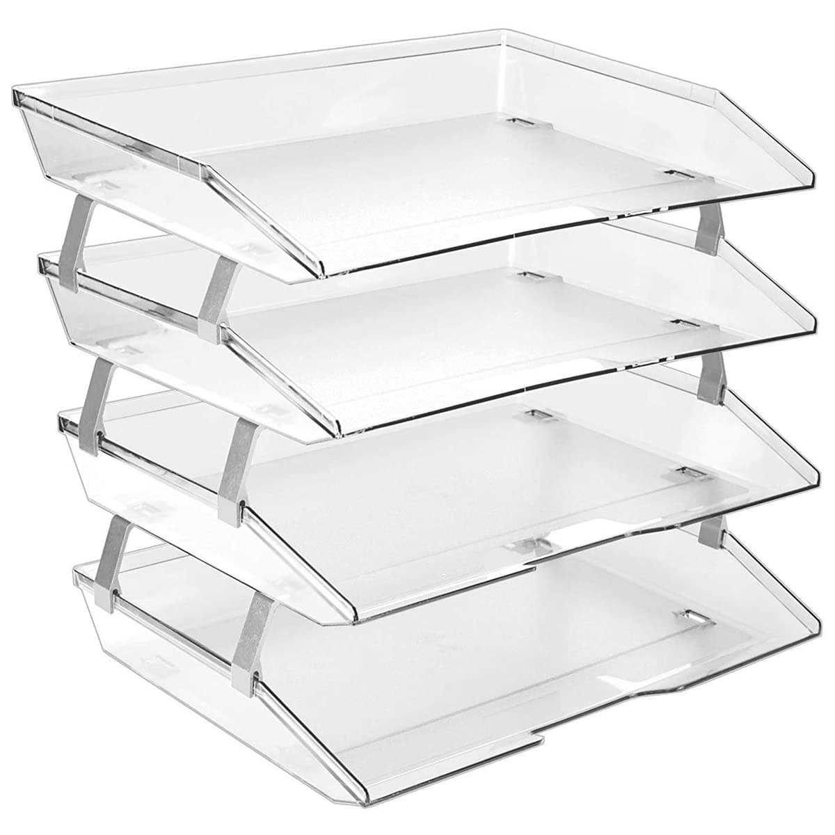 Acrimet Facility 4 Tier Letter Tray Side Load Letter SizeA4 Desktop File Organizer Plastic Clear Crystal