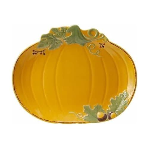 Pfaltzgraff Plymouth Autumn Harvest Thanksgiving Small Pumpkin Platter, 12 Inch, Orange