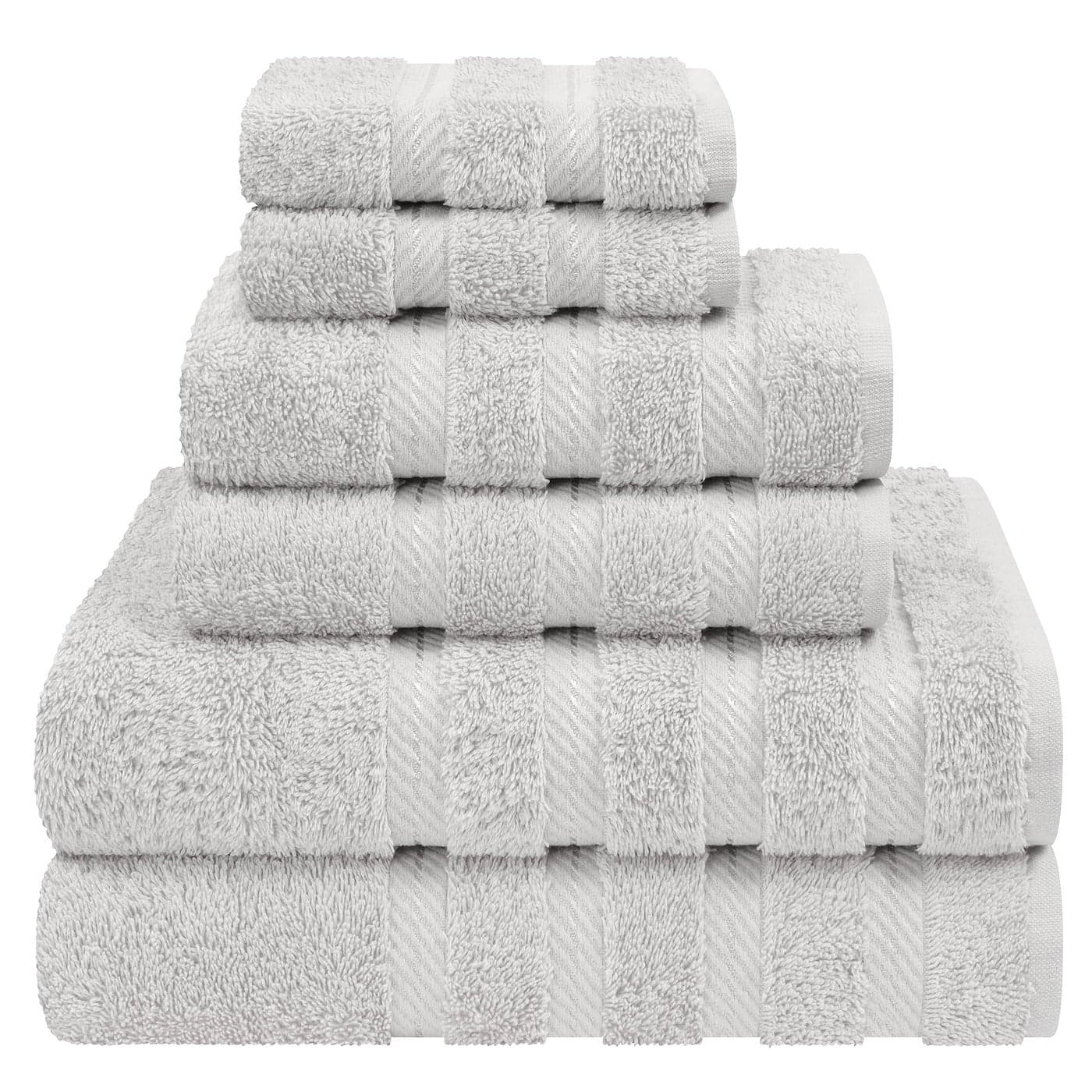 American Soft Linen Luxury 6 Piece Towel Set 2 Bath Towels 2 Hand Towel 2 Washcloths 600 GSM 100 Cotton Turkish Towels for Bathroom Silver Grey Towel Sets