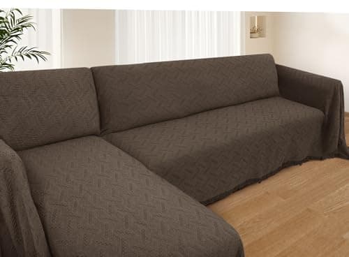 HOMERILLA Sectional Couch Covers for Sectional Sofa L Shaped Couch Cover Blanket 2 Pieces Sofa Covers Sectional Couch Cover L Shape Furniture Protector (Chocolate, X-Large)