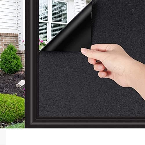LIVECOOL Privacy Window Film - Heat Resistant, 100% Blackout, Anti UV Sun Protection, Self Adhesive for Home, Office, Bathroom, Bedroom, Kitchen (20 X 62 Inch)