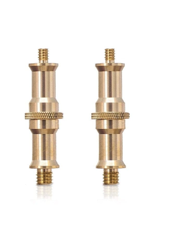 2Pcs Metal Standard 1/4inch to 3/8inch Male Convertor Thread Screw Adapter Spigot Stud for Studio Light Stand Hotshoe Coldshoe Adapter Ball Head Wireless Flash Receiver Trigger (Gold)