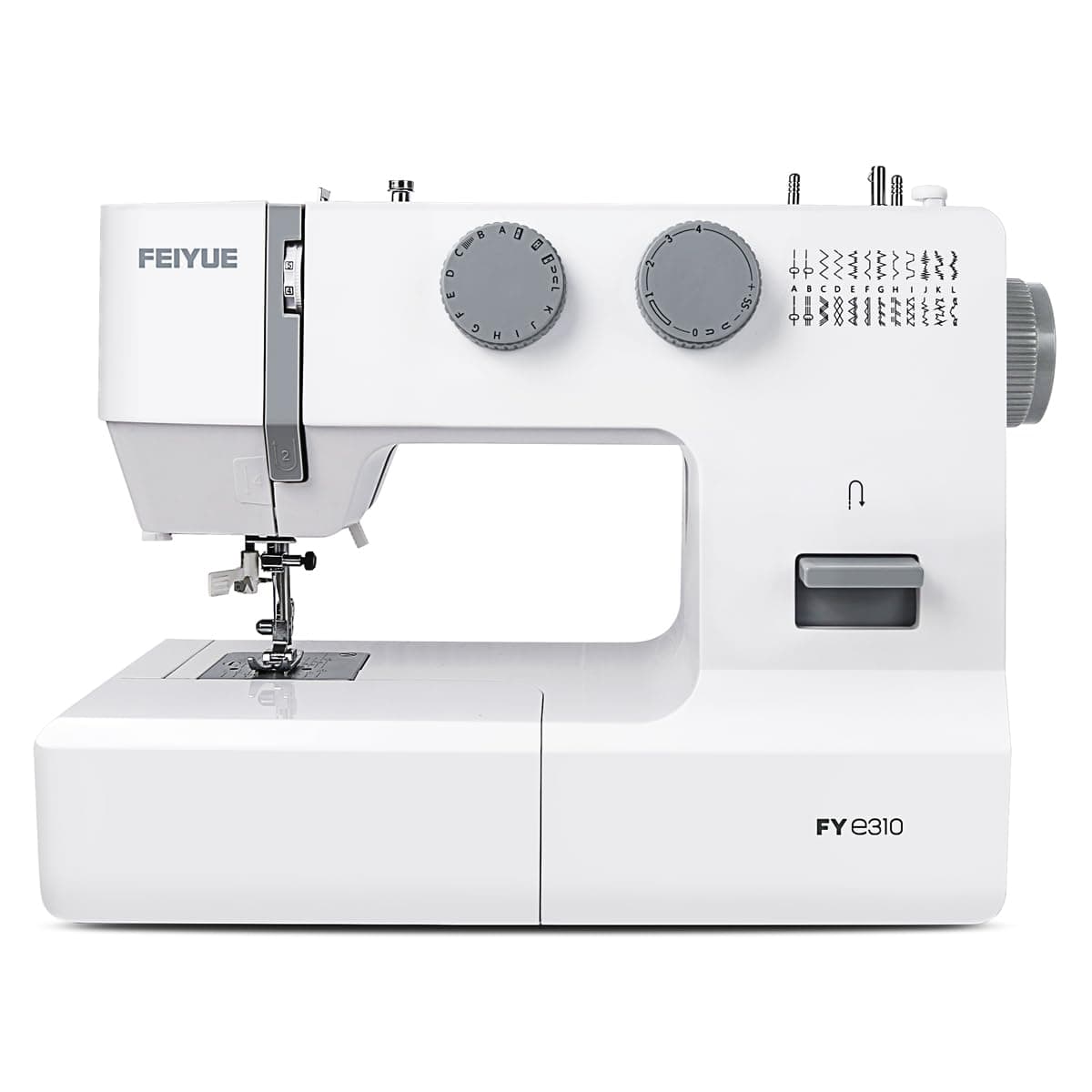 FEIYUE FYe310 Full Size Sewing Machine with Foot Pedal Heavy Duty Portable Powerful Servo Motor 25 Builtin Stitches 6 Bobbins 5 Included Sewing Feet White