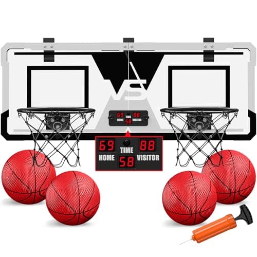 HYES 2 Player Basketball Game, Dual Shot Over The Door Mini Basketball Hoop Indoor, Basketball Toy Gifts for Kids Boys Girls Adults, Suit for Bedroom/Office/Outdoor/Pool