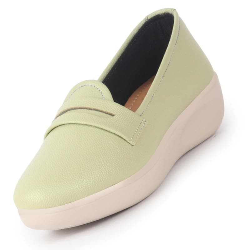 FAUSTO FST FJDWC-7031 PISTA-38 Women's Pista Textured Slip On Casual Shoes Flatform Heel Height Enhancer|All Day Comfort Shoes (5 UK)