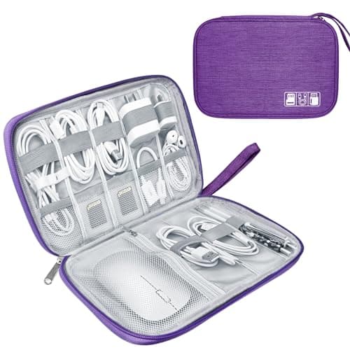 Lcsmaokin Electronics Travel Organizer,Portable Waterproof Electronic Travel Storage Bag for Small Charging Cord Storage,Charger,Small Electronics,SD Card etc,for Travel,Business -Purple