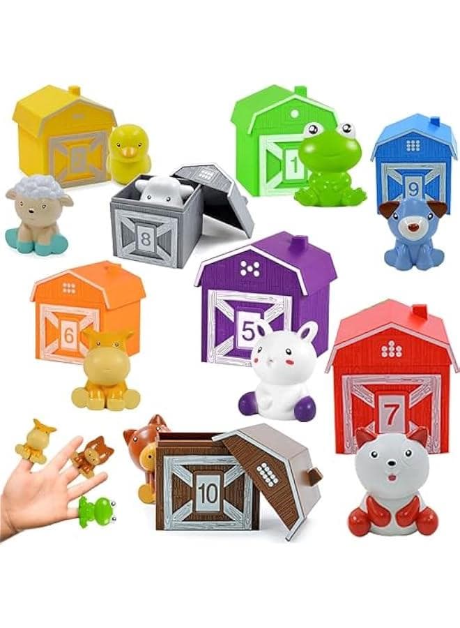 10 Pieces Farm Animal Montessori Toys, Counting Skills, Color Matching, Fine Motor Games, Birthday Gift