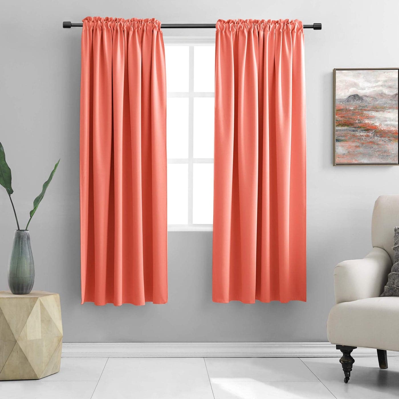 DONREN Room Darkening Rod Pocket Curtain Panels Thermal Insulated Curtains for Living Room Coral42 W x 72 L Inch2 Panels
