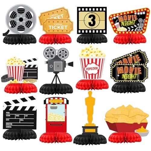 HaPiBiDesign Movie Night Party Decorations Honeycomb Centerpieces for Movie Night Birthday Decor Movie Night Table Decoration for Kids Movie Night Theme Dcor