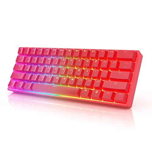 HK GAMING GK61 Mechanical Gaming Keyboard - 61 Keys Multi Color RGB Illuminated LED Backlit Wired Programmable for PC/Mac Gamer (Gateron Optical Yellow, Red)