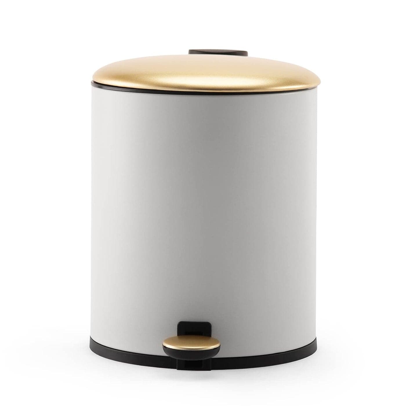 Pure Home and Living White Iron Pedal Circular Waste Bin with Lid Small