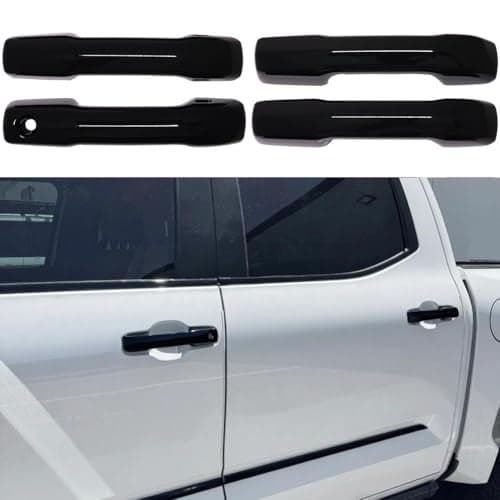 Kolya Compatible with 2025 Toyota 4Runner Accessories Door Handle Cover for 2022 2023 2024 2025 Tundra Accessories for 2024 2025 Tacoma Accessories Glossy Black with Smart Keyhole