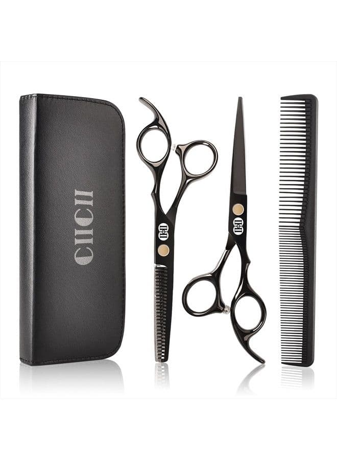 Hair Cutting Scissors Shears Kit, CIICII Professional Hairdressing Scissors Set (Hair Beard Trimming Shaping Grooming Thinning Shears) for Men Women Pets Home Salon Barber Cutting Kit